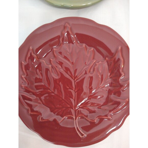 Set of 4 Longaberger Falling Leaves Small Ceramic Pottery Plates Collectable - Picture 5 of 9
